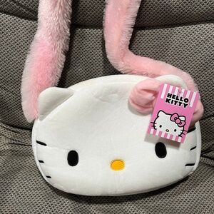 Hello Kitty Plush Crossbody Bag Purse NWT New Sanrio 2024 Fuzzy Strap Pink